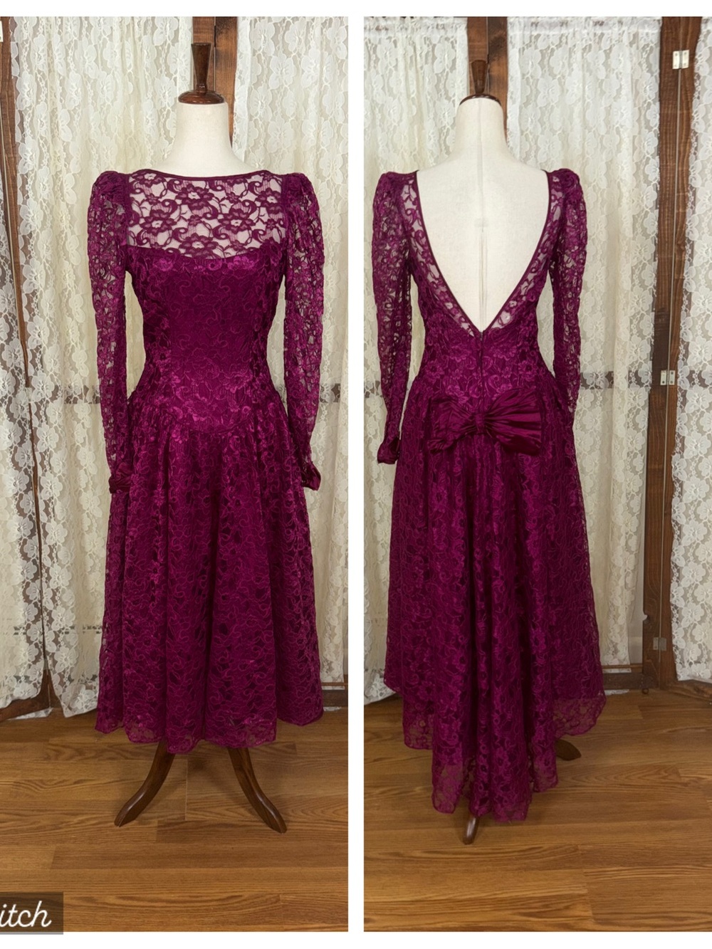 Gorgeous Vintage 1980s Dance Allure Lace Formal Dress